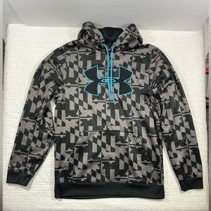 Under Armour patterned hoodie, black/gray; Size Small